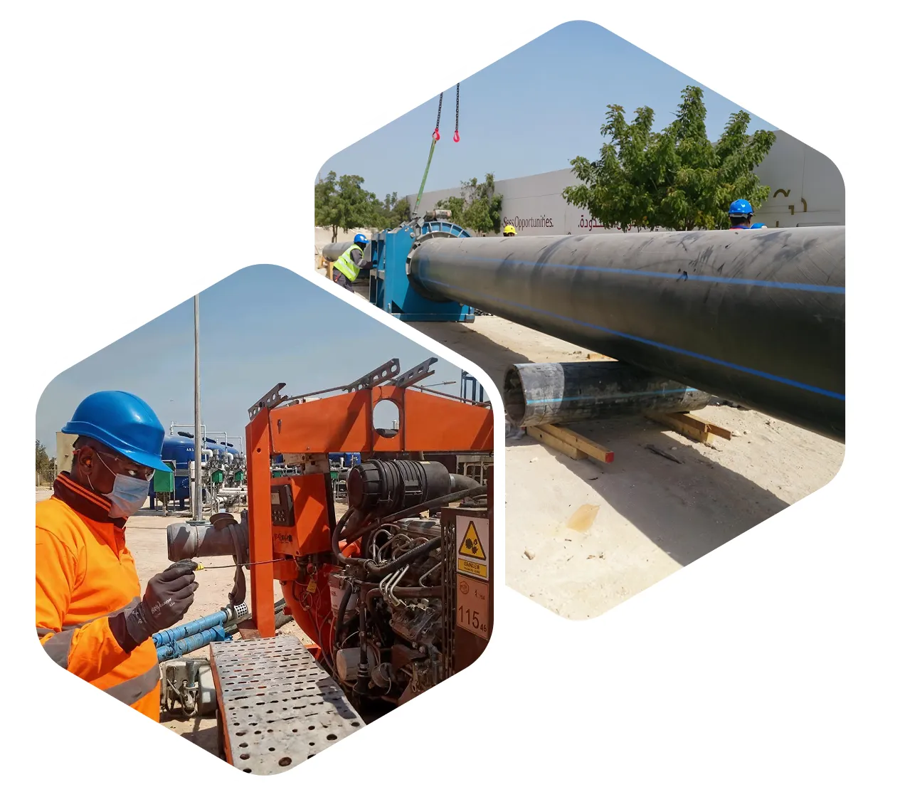 pipeline construction operation — welding, equipment, and site setup
